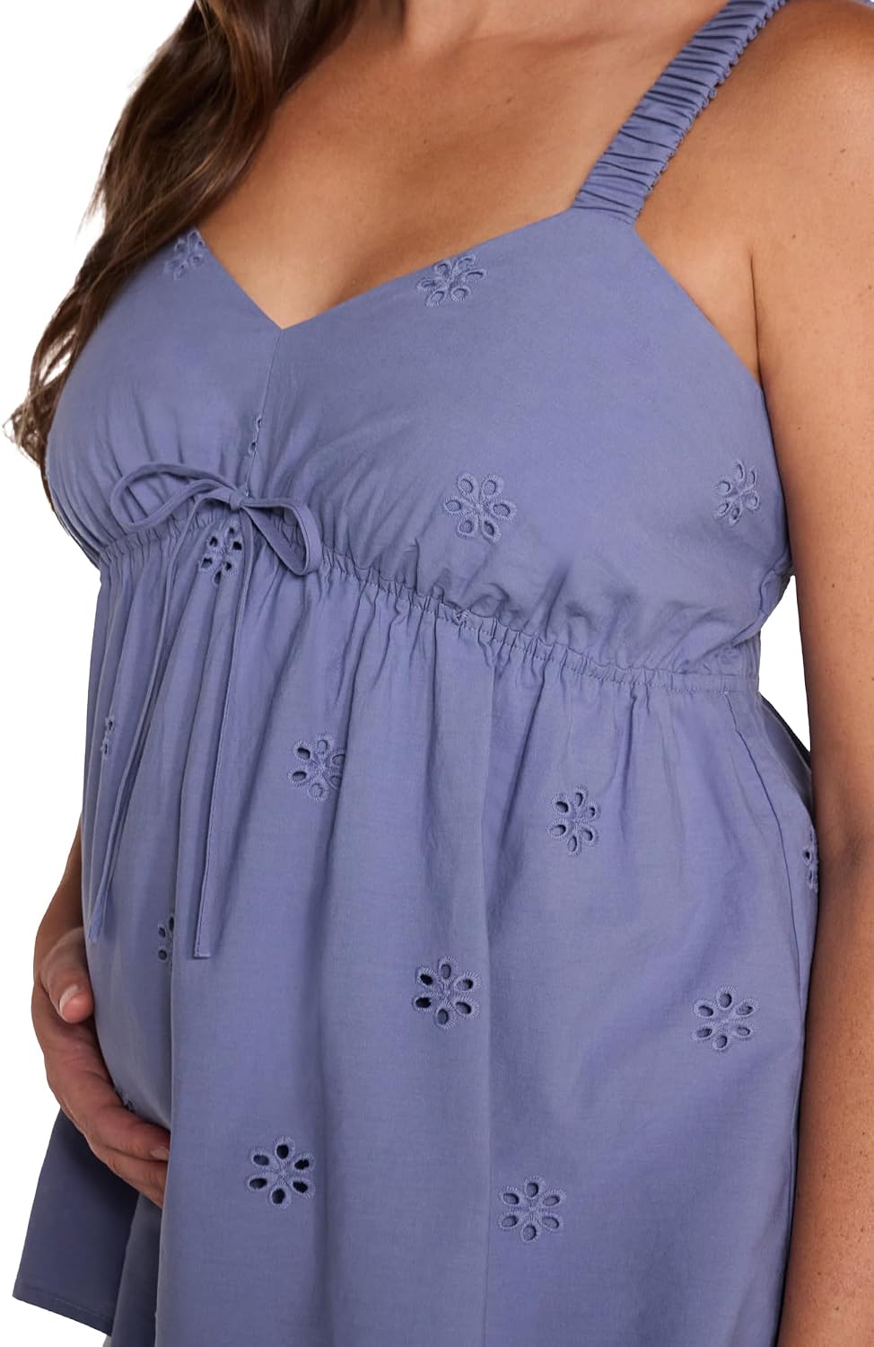 Motherhood Maternity Women's Sleeveless Scrunch Strap Woven Cami Tank Pregnancy Top