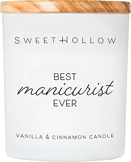 Best Manicurist Ever Candle Gift, Vanilla Cinnamon Scented Candle for Nail Technician, Highly Scented & Long Lasting Coconut Wax Luxury Candle, Large, SweetHollow Candles