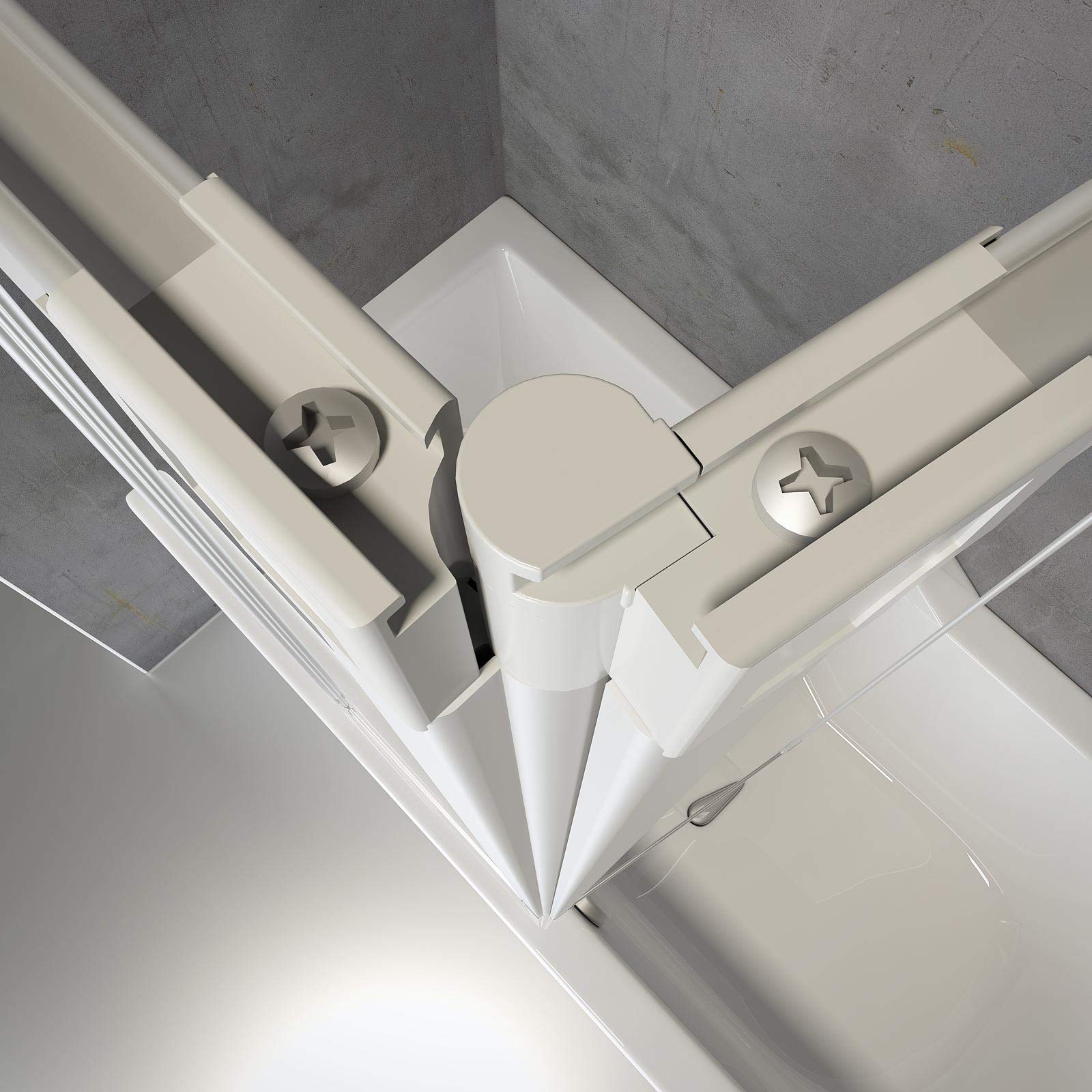 Schulte Duschwand für Badewanne, 129 x 140 x 75 cm mit Seitenwand, 3-teilig faltbare, ESG Sicherheitsglas Klar hell, Duschabtrennung, Alu Natur