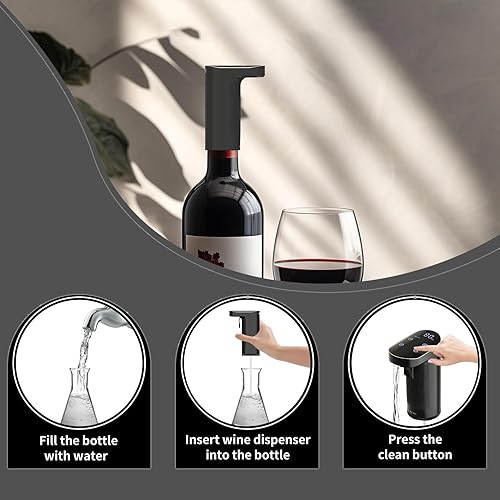 Miniatura 4 de JINJUNYE Dispensador de vino eléctrico, decantador de un solo toque, juego de dosificación de 0.0-33.8 fl oz, banco de energía y autolimpiante,