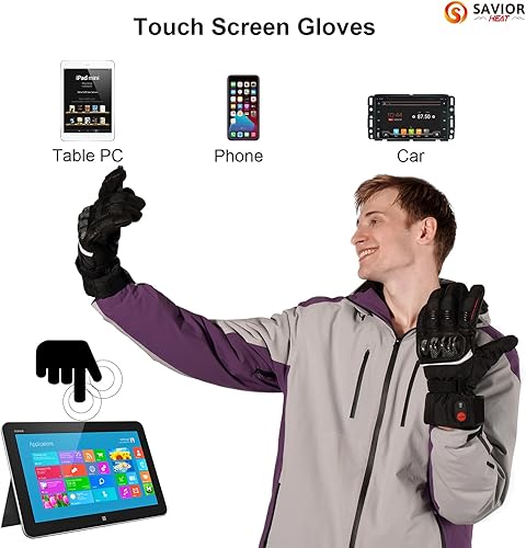 Miniatura 5 de SAVIOR HEAT Guantes térmicos para hombres y mujeres, guantes eléctricos recargables, guantes de esquí con calefacción y guantes de snowboard
