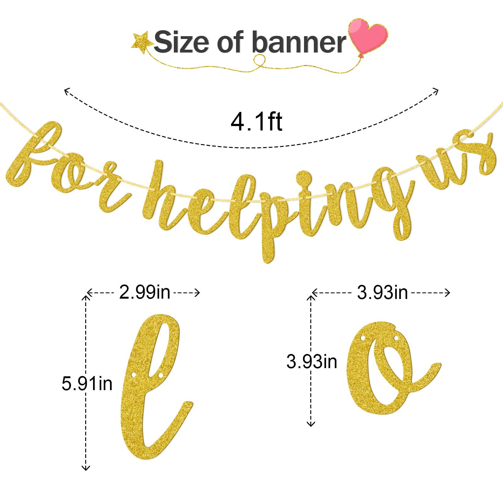 Danke-Banner Für Lehrer & Personal – Glitzer, Ca. 1,2 M, Für Schulabschluss & Wertschätzung