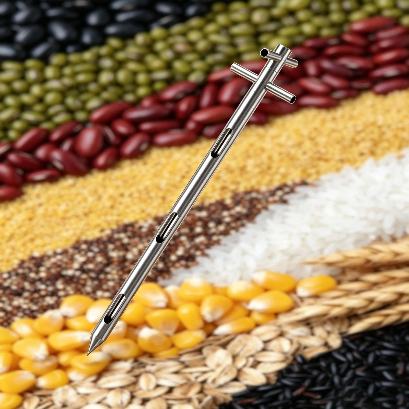 Tubo Muestreador de Gran Diámetro,Sonda de Acero Inoxidable 3 Zonas | Muestreador Giratorio de Doble Tubo para Recolectar Muestras de Grano Polvo Cemento y Fertilizantes Agrícolas