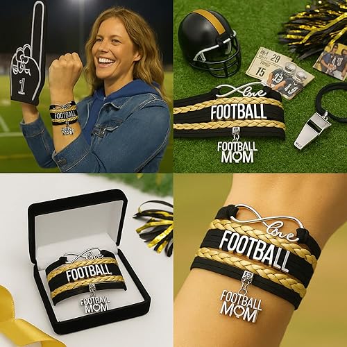 Miniatura 6 de Sportybella Pulsera de fútbol para mamá, pulsera de fútbol para mamá, pulsera de fútbol para madres de fútbol americano