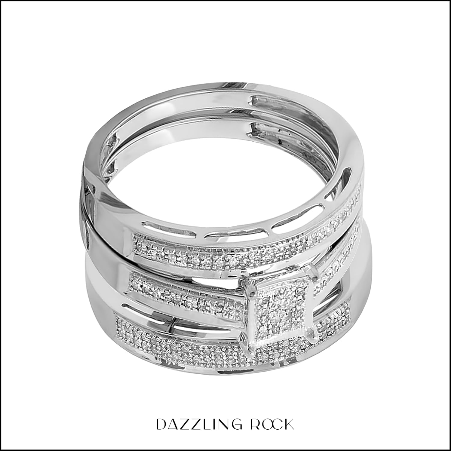 Dazzlingrock Collection 0.18 Ctw Round Natural Diamond Engagement Ring Set for Men & Women in 18K Real Solid Gold