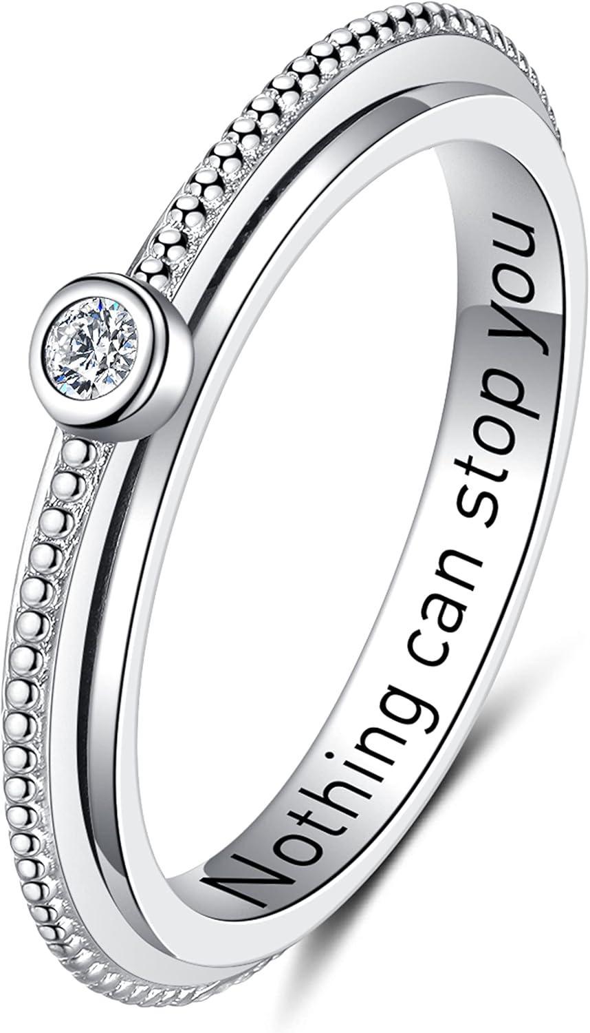ZOEXUE Anxiety Spinner Ring - Cross/Daisy/Moon Stars/Cubic Zirconia/Paw Print Sterling Silver ADHD Stress Relieving Ring Engagement Wedding Promise Band 5-10 Sizes