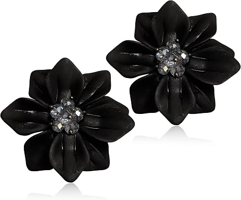 Unique Handmade Bohemian Large Matte Resin Flower Stud Earrings Dainty Elegant Acrylic Flower Petal Dangle Drop Earrings for Women Statement Jewelry Gifts