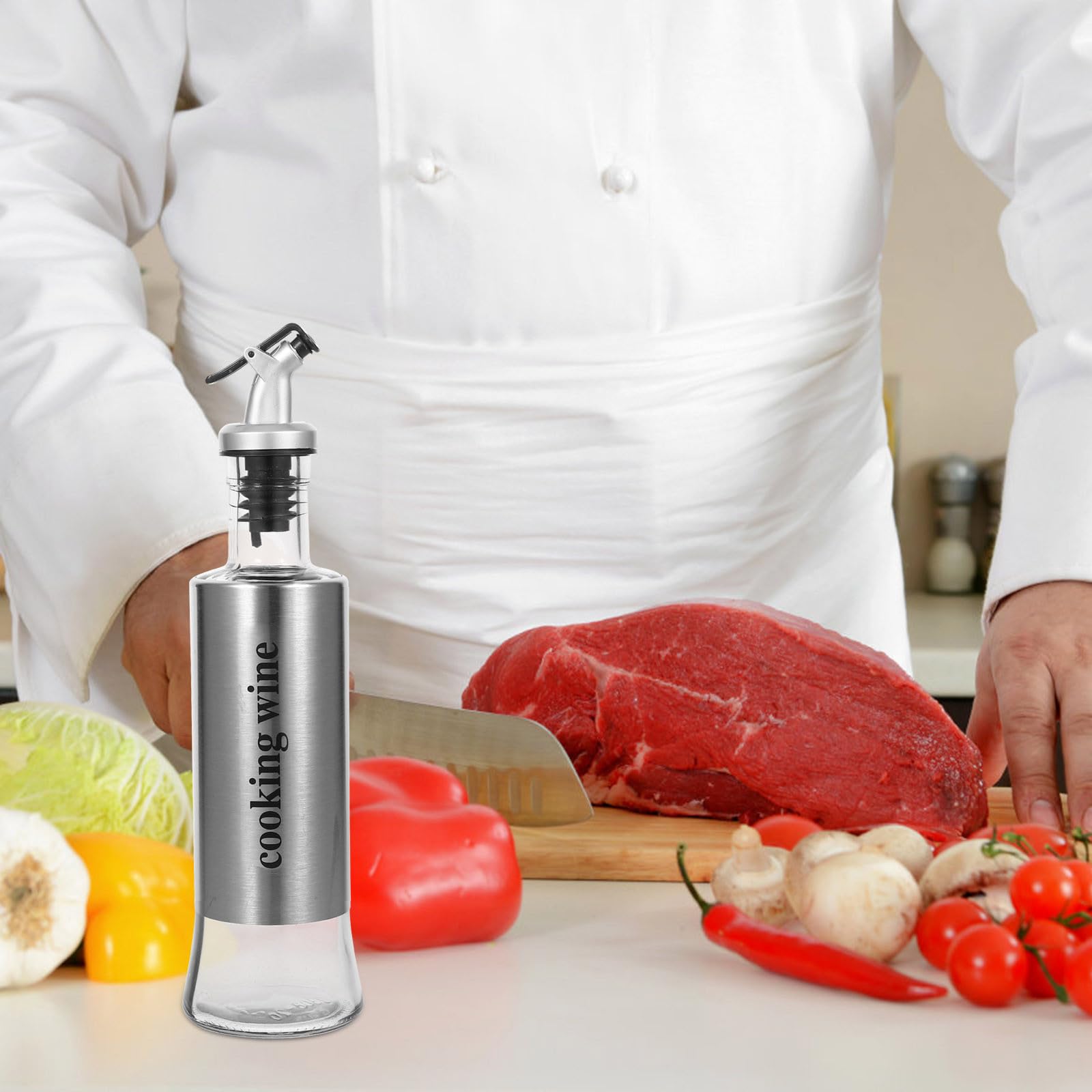 Dispenser e Aceto in Inossidabile in Vetro Set 4 Beccuccio Antigoccia da 300ml per Ristoranti e Domestico