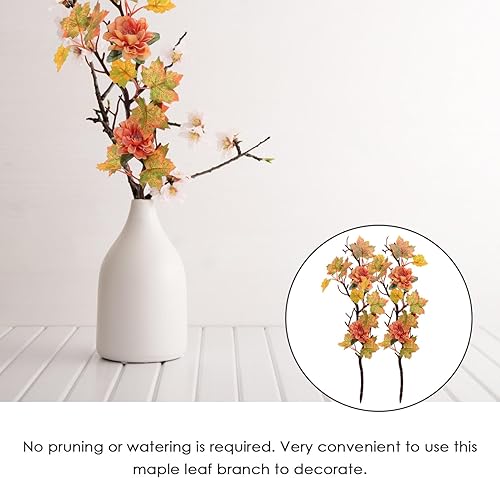 Miniatura 6 de Toyvian Hojas de arce artificiales, ramas, 2 piezas, decoración de otoño, tallos de hojas de arce artificiales, flores de hojas de arce vívidas,