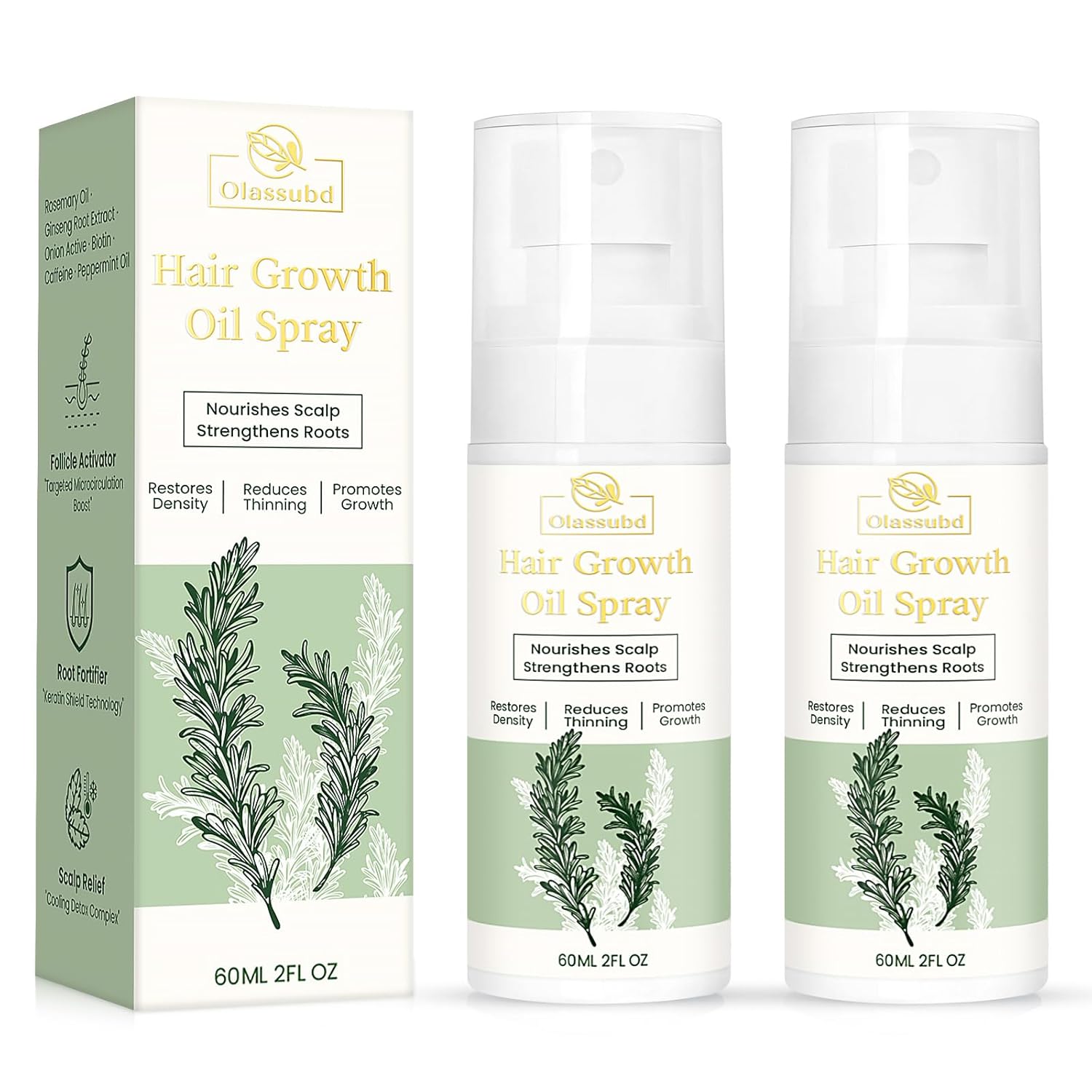 Hair Growth Oil Spray with Rosemary Batana Oil Biotin Caffeine for Hair Growth Spray Anti Hair Loss Repair of Sparse Hair for Women Men 2 Bottles 2 FL OZ Each Hair Growth Oil Spray with Rosemary Batana Oil Biotin Caffeine for Hair Growth Spray Anti Hair Loss Repair of Sparse Hair for Women Men 2 Bottles 2 FL OZ Each
