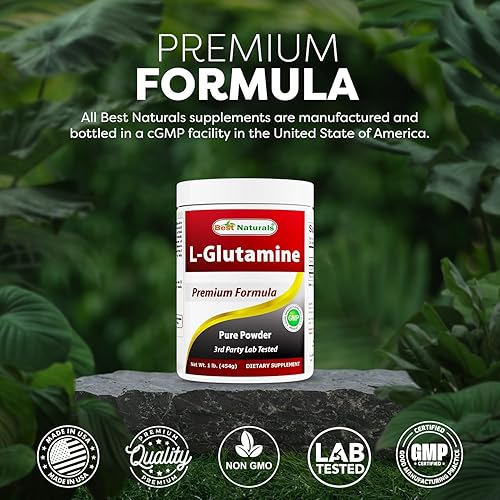 Miniatura 5 de Best Naturals Polvo de L-glutamina - 1 libra - 100% puro y libre - Polvo de recuperación de glutamina - Ayuda de recuperación clínicamente probada