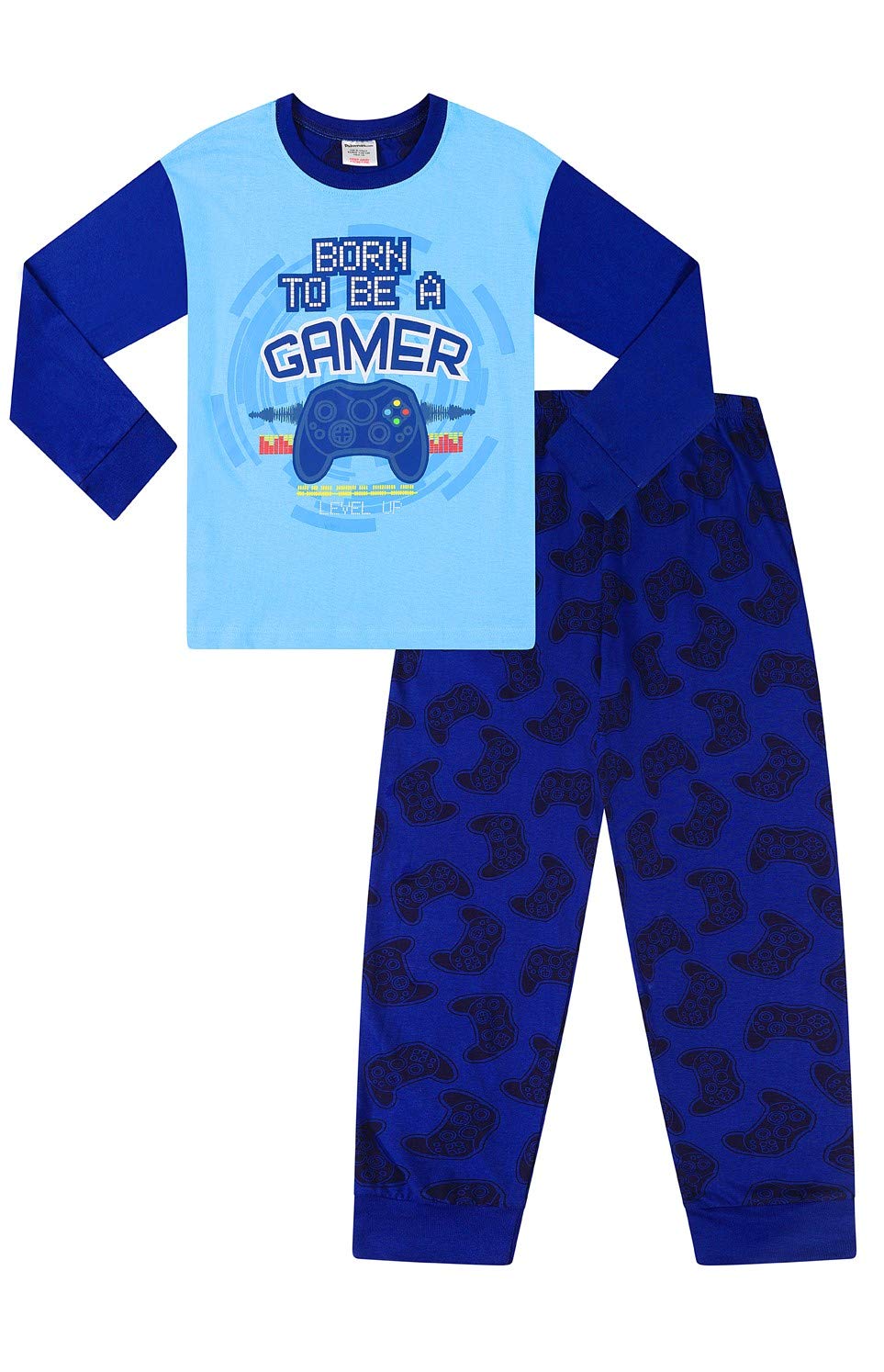 ThePyjamaFactoryThe PyjamaFactory Boys Born To be a Gamer Blue LONG Gaming Pyjamas 9 to 16 Years