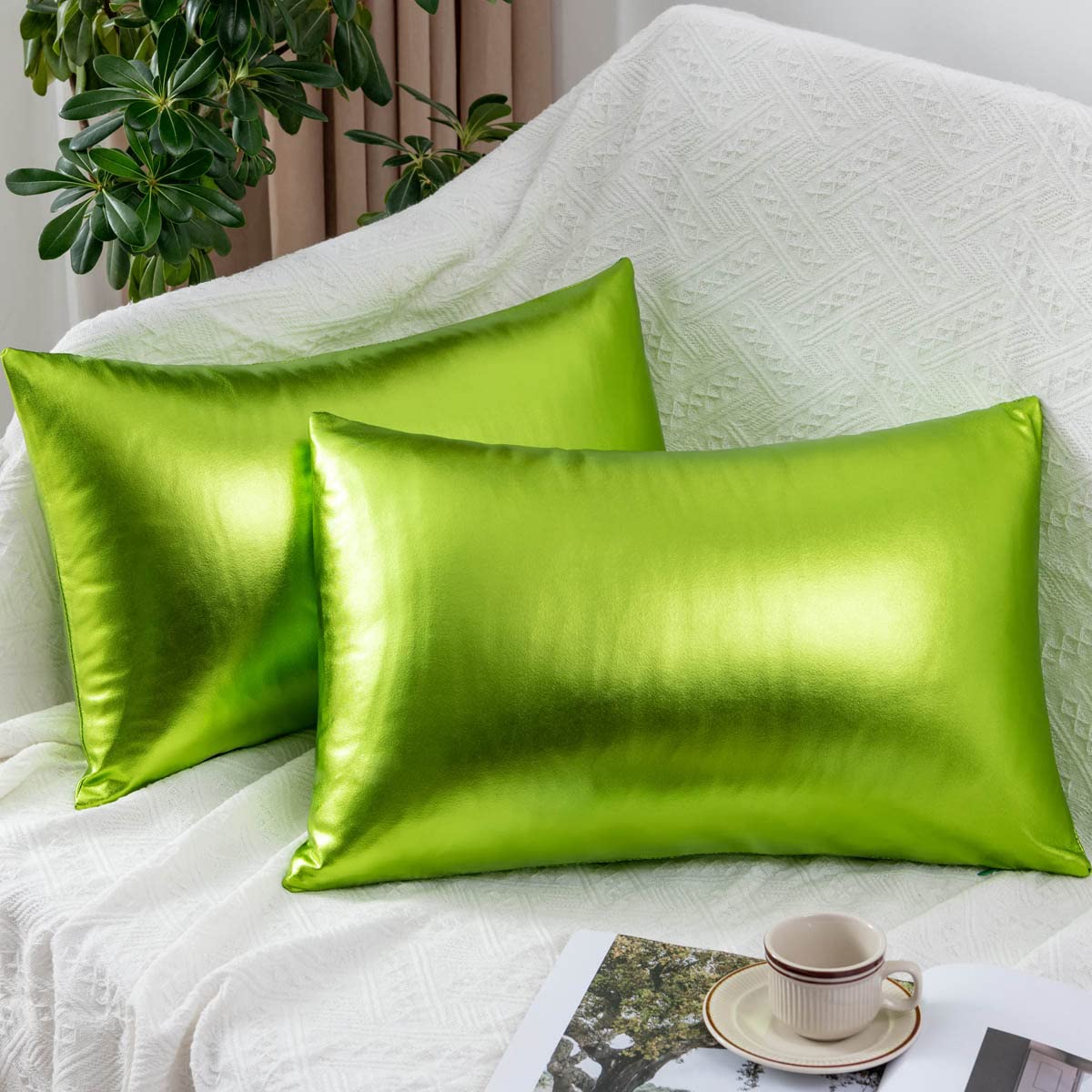 Eucior Sparkling Silver Grey Pillows, Decorative Pillow Cases,12x20 inch 18x18 inch Pillow Covers, for Home Sofa Couch Chair Back Seat Bedroom Car, Starry 2 Pack (12x20 Inches - 2Pcs, Turquoise) — image 1