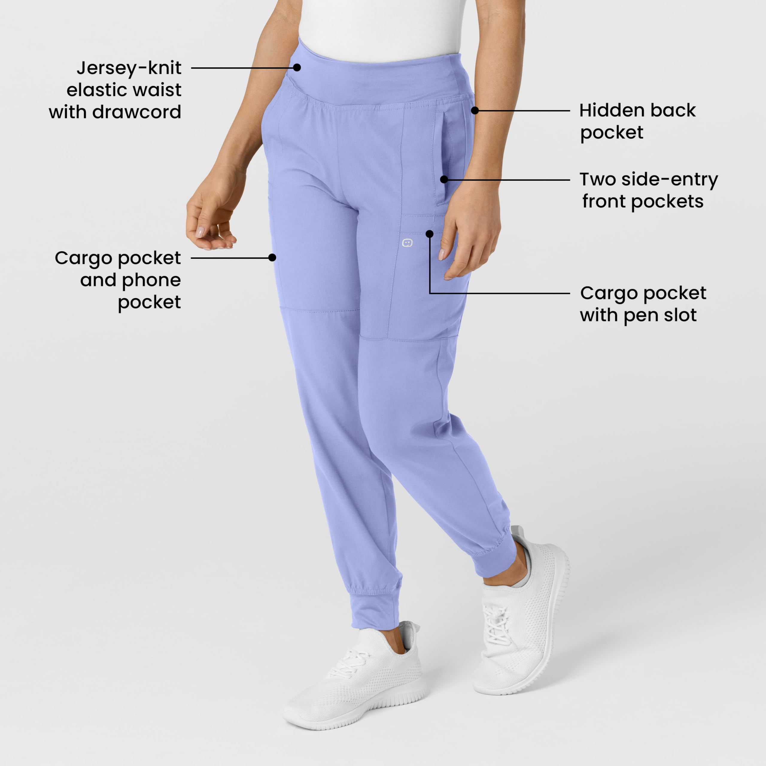 WonderWink 5555XCEIL3X W123 Pantalón Deportivo de Cintura cómoda para Mujer, Azul Ceil, tamaño extendido 3X