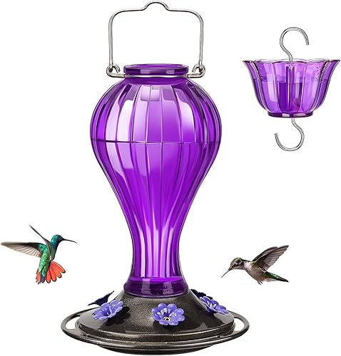 Kingsyard Comedero de vidrio para colibríes de 24 onzas, 6 puertos de alimentación, alimentador colgante de néctar para pájaros para decoración de Kingsyard Comedero de vidrio para colibríes de 24 onzas, 6 puertos de alimentación, alimentador colgante de néctar para pájaros para decoración de