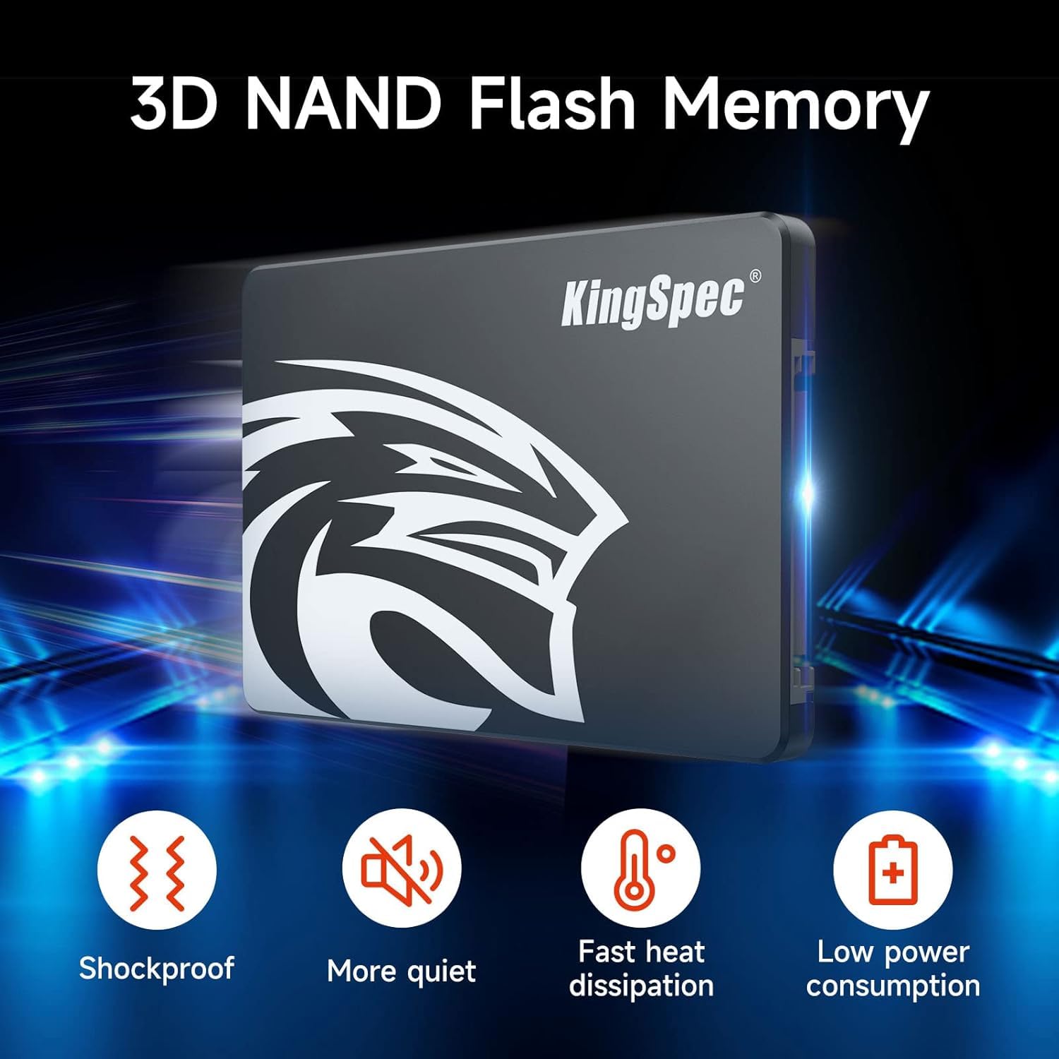 KingSpec 8TB 2.5 SSD SATA III Interno - 550 MB/s in lettura, 520 MB/s in scrittura con flash NAND 3D, per laptop e PC desktop Aggiornamento
