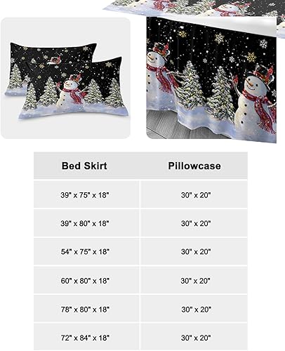 Miniatura 6 de Faldas de cama plisadas envolventes negras de Navidad para cama King de 78 x 80 pulgadas, sábana decorativa con volantes y falda de cama de 18