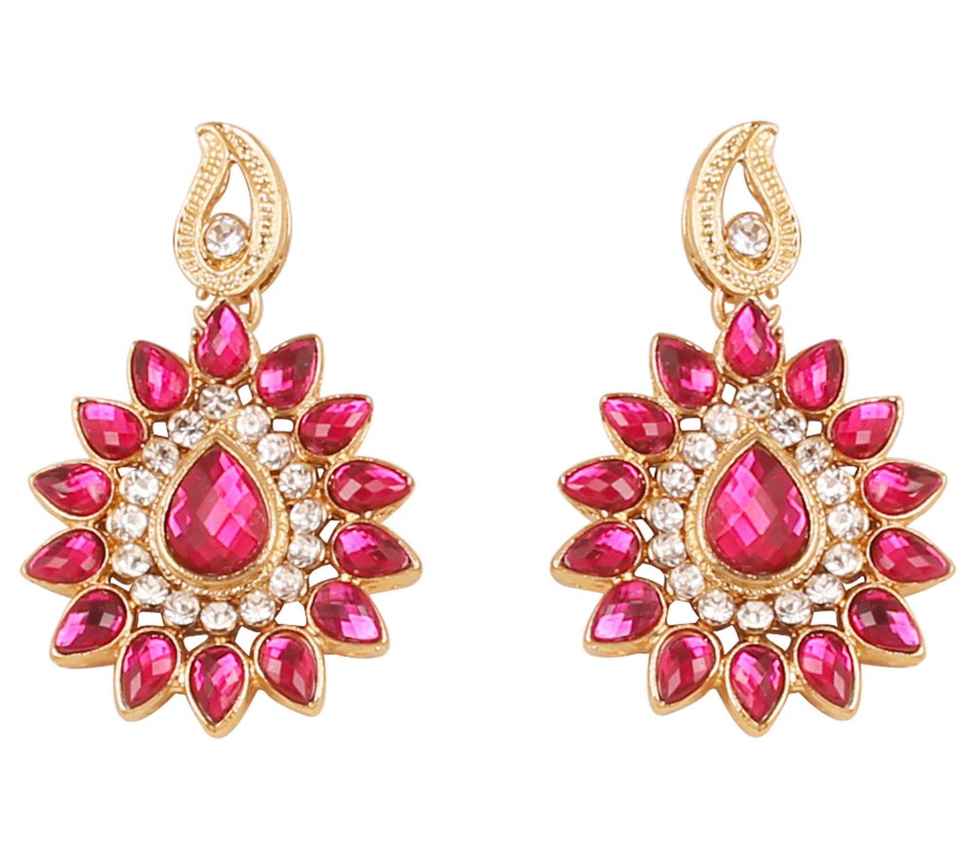 Sponsored Ad – Indian Bollywood traditional handcrafted Bridal Wedding Designer crystal Jewelry colorful long earrings Jhumki in Antique Gold And Silver Tone For Women.