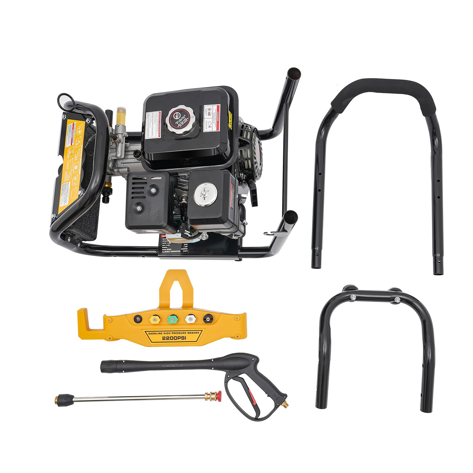 Limpiador a presión eléctrico 7.5hp de alta potencia para lavadora con tubo de entrada/salida y tubo de salida, 2200 PSI/150 bar, gasolina limpiador a presión para patio y coche
