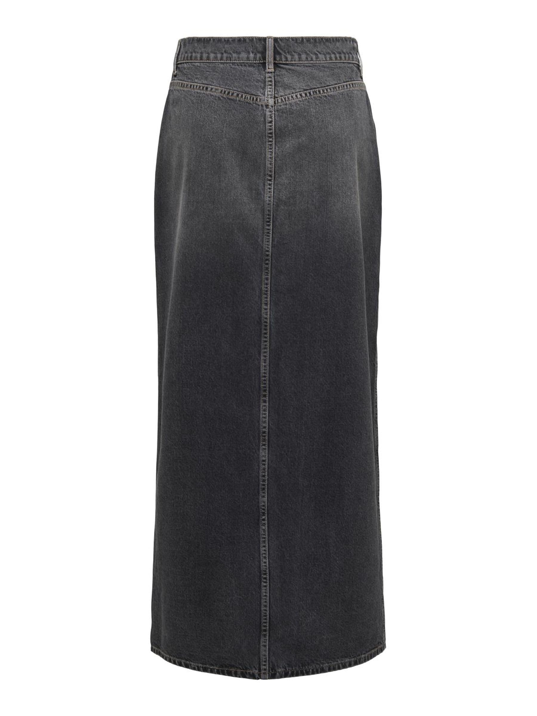 ONLY Jupe Longue en Jean pour Femme avec Fente Stone Denim Wash Taille mi-Haute et Poches Avant.