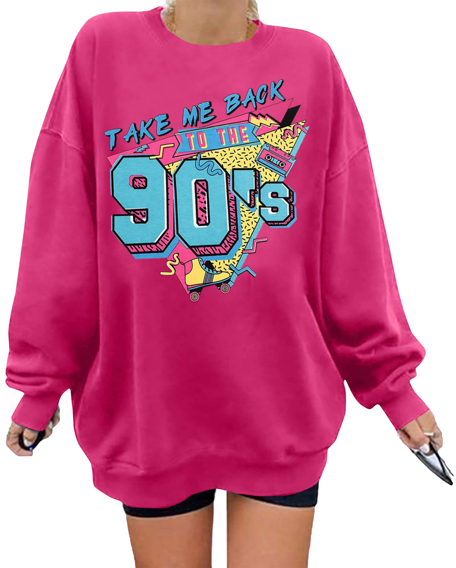 BANGELY Women's Take Me Back to The 90's Oversized Sweatshirt