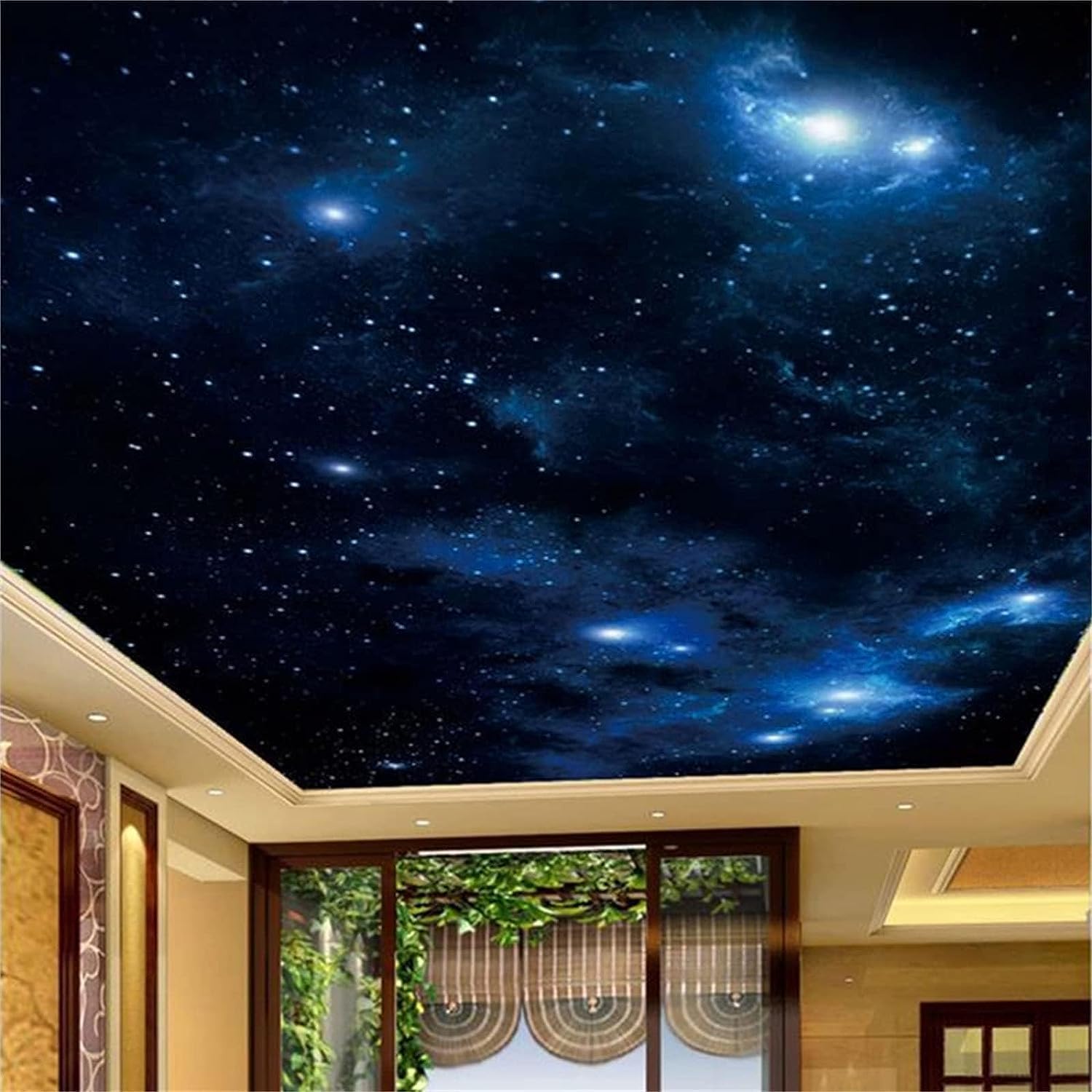 Starry Sky Stars 3D Wall Murals, Night Sky Ceiling Mural Art Peel and Stick Wallpaper Removable Wall Stickers for Living Room Bedroom Wall Decor,59"Wx40"H