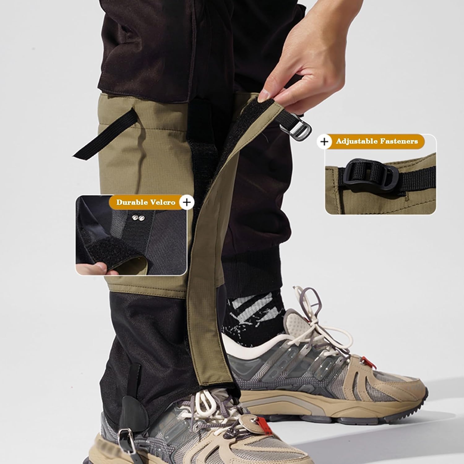 Leg Gaiters, Wear-Resistant and Low-Temperature Resistant Bottom Adjustment Strap Snowshoe GaitersOutdoor Gaiters, Suitable for Hiking and Snowshoeing, 346159