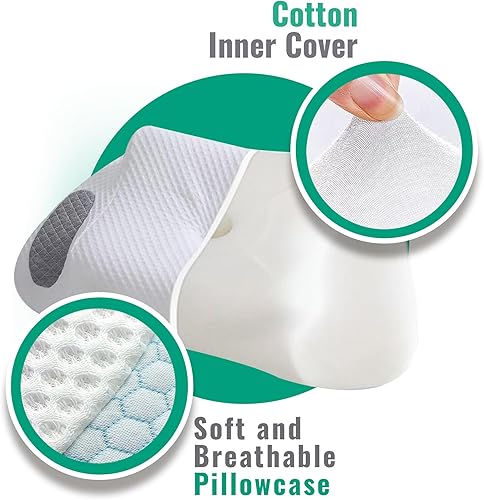 Miniatura 4 de EHUNTERSHUB - Almohada cervical para aliviar el dolor de cuello de 23.62 x 13.78 x 5.91 pulgadas, almohada cervical duradera de espuma viscoelástica