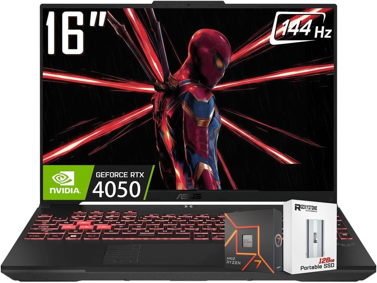 ASUS TUF A16 Gaming Laptop, 16” WUXGA 144Hz 16:10 Display, AMD R7-7445HS(>Intel i7-13700), NVIDIA RTX 4050, 16GB DDR5 RAM, 1 TB PCIE SSD, Backlit KB, AI Noise-Cancellation, W/128GB PSD, Win 11 H