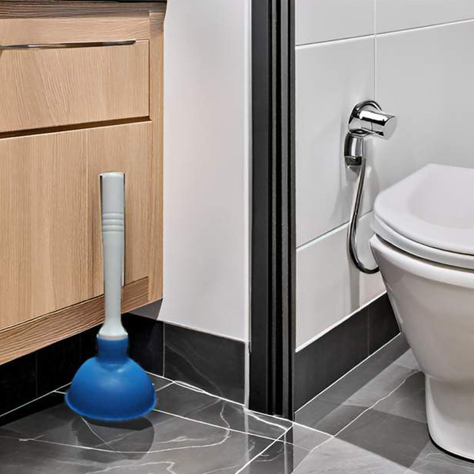 Desatascador Ventosa de Mano Pequeño, Mini Desagüe Émbolo de Color de 10 cm de Diámetro Interno, Mango de Plástico de 22 cm para Fregadero de Cocina, Inodoro, Baño, Ducha, Azul