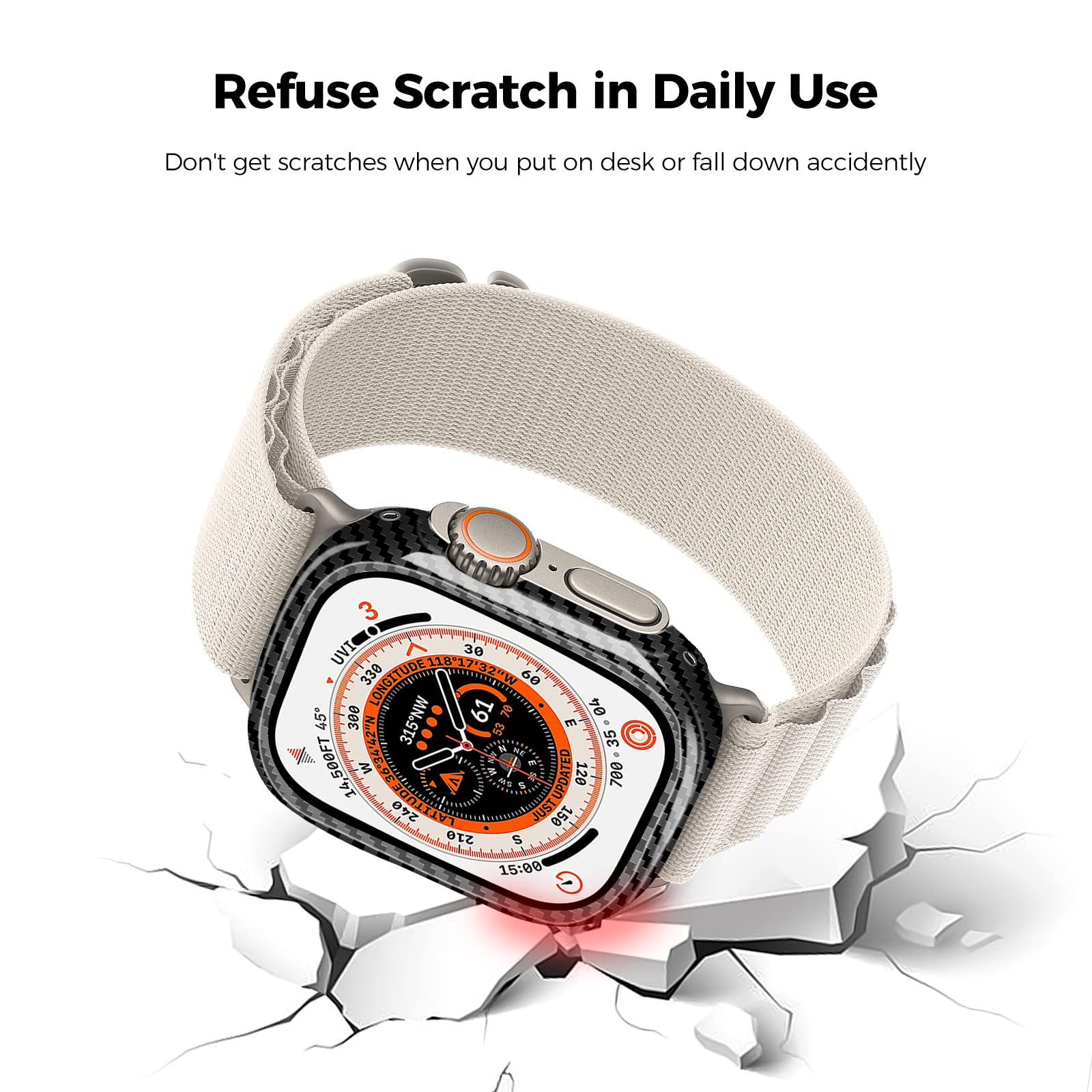 Amazon.com: MONOCARBON Real Carbon Fiber Case for 49mm Apple Watch