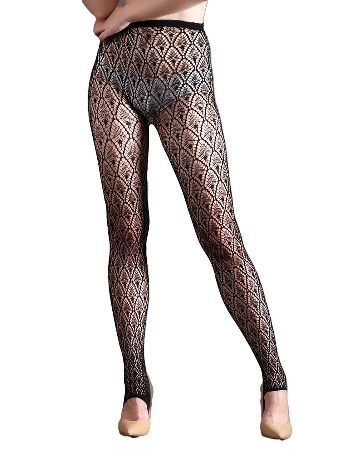 The Dance BibleWomen Black Geometric Pattern Fishnet Stockings Pantyhose
