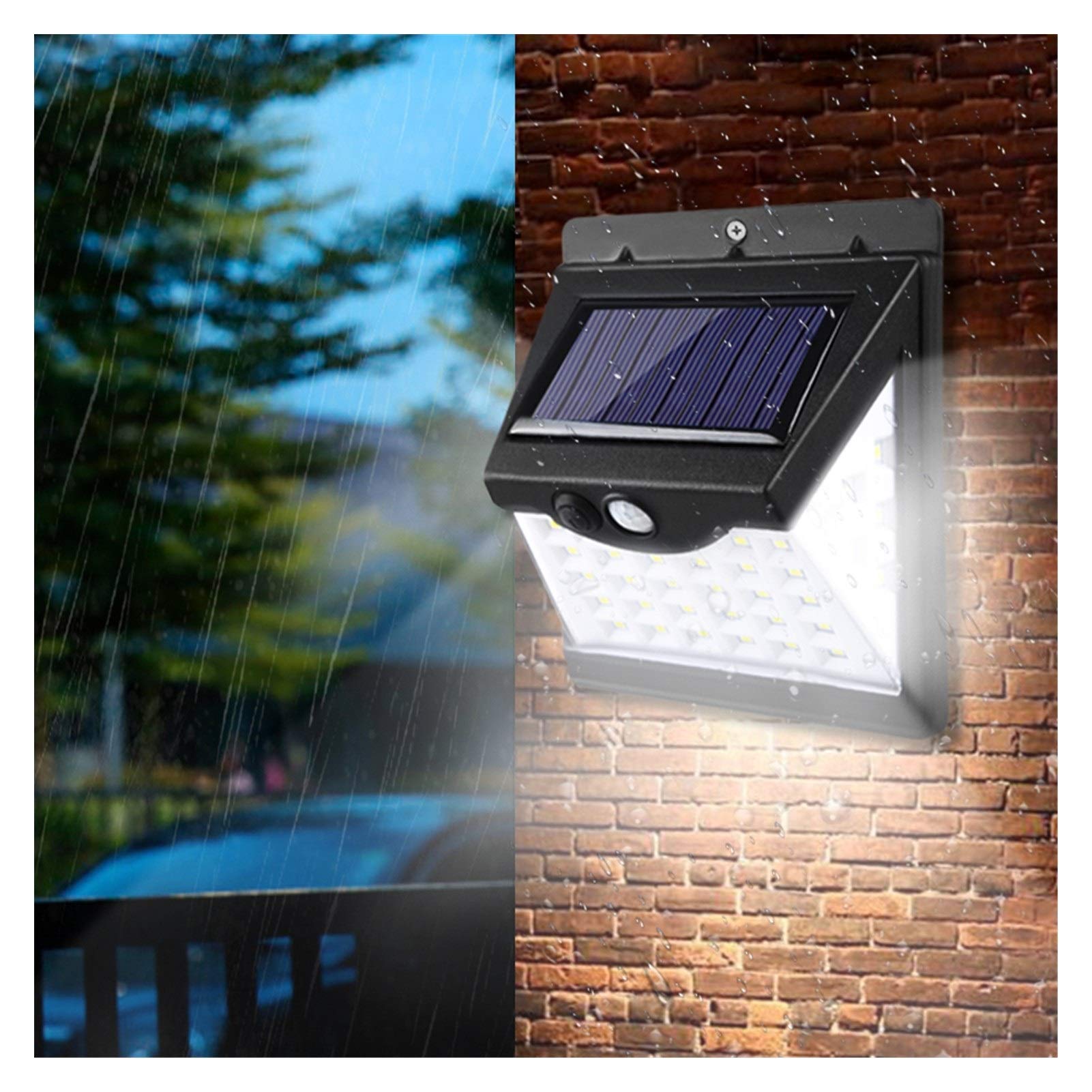 Zewnętrzna lampa solarna z czujnikiem ruchu PIR, zasilana światłem słonecznym, zasilana światłem słonecznym, lampa stojąca ogrodowa (kolor emisji: