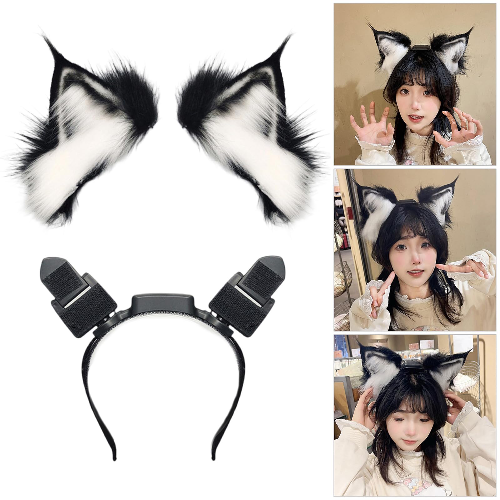 Bonita diadema de orejas de animal activada por movimiento con control táctil para Halloween y bailes de máscaras, fiestas, reuniones, disfraces, diadema móvil para fiesta de cosplay