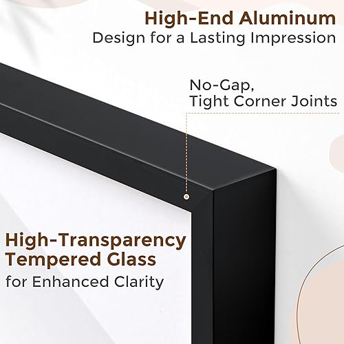 Miniatura 569 de Fun Memories Portarretratos de metal de 16 x 20 pulgadas con paspartú de 11 x 14 pulgadas, acabado de aluminio cepillado, parte delantera de vidrio