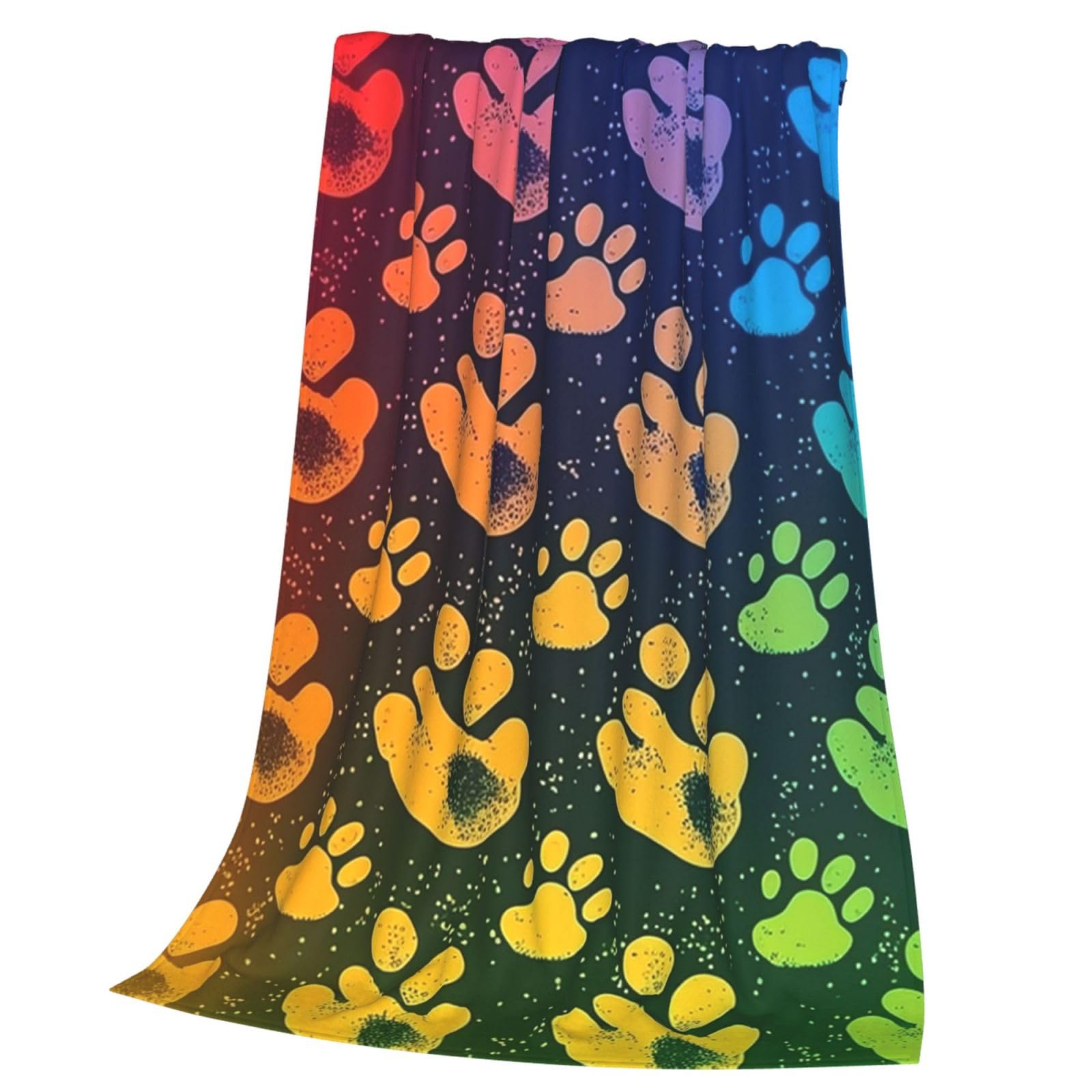 Couverture flanelle pattes de chien arc-en-ciel grand plaid lit et canapé