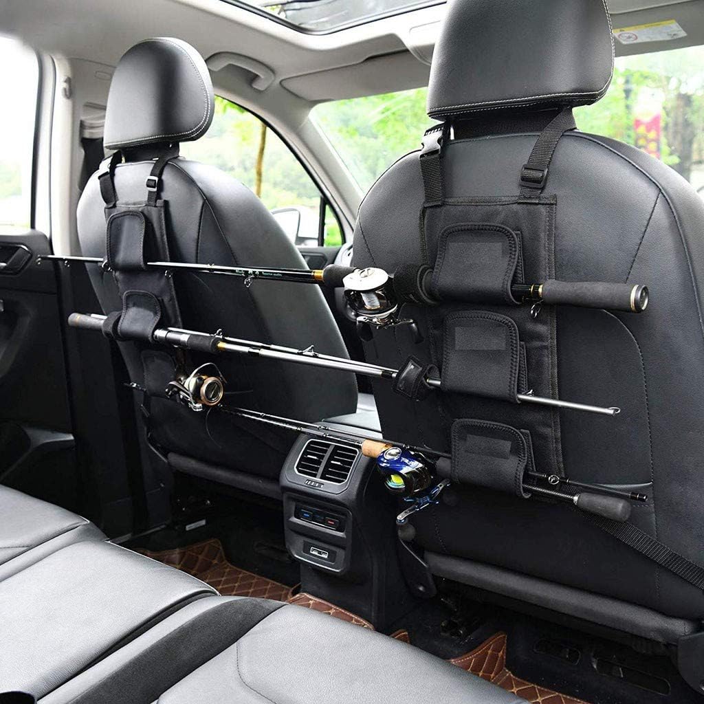 Fishing Rod Holder Adjustable Polyester Strap Combined Fishing Rod Bracket for Vehicle/Ship Rear Seats, Vehicle Fishing Pole Storage Rack for SUV Wagons Van