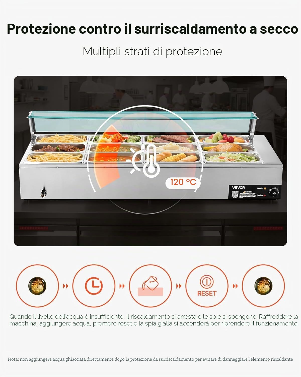 VEVOR Scaldavivande Commerciale, Scaldavivande Elettrico in Acciaio Inox da 1700 W con Coperchio in Vetro, Bagnomaria da Banco a 12 Teglie, con Mestoli per Zuppa e Forati, per Ristoranti