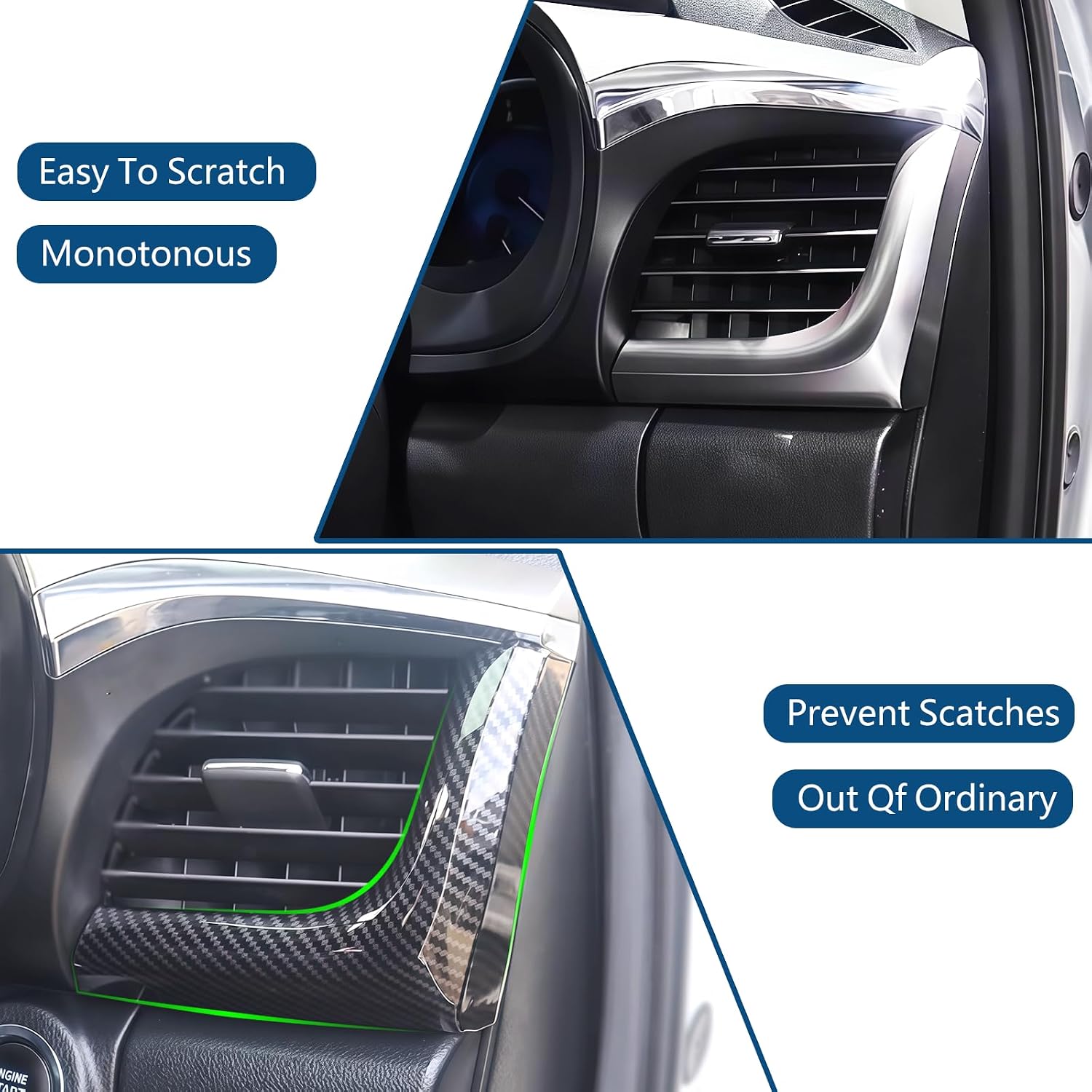 Car Front Side Air Condition Vent Outlet Cover for Toyota Hilux 2016-2025 Interior Decoration Accessory (Imitation Carbon Fiber Pattern)