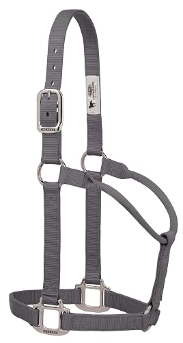 Weaver Leather Original - Halter de Nailon no Ajustable con Accesorios cromados, 35-7385-GH, Gris, 1 Inches