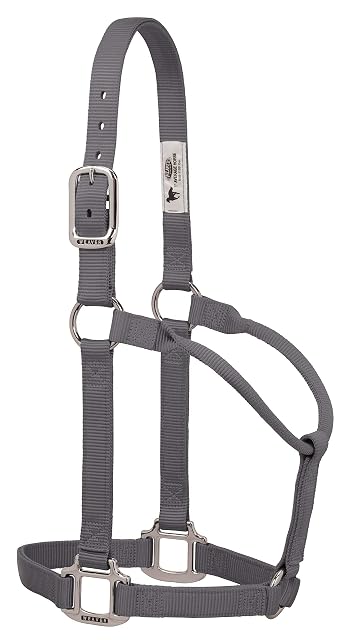 Weaver Leather Original - Halter de Nailon no Ajustable con Accesorios cromados, 35-7385-GH, Gris, 1 Inches