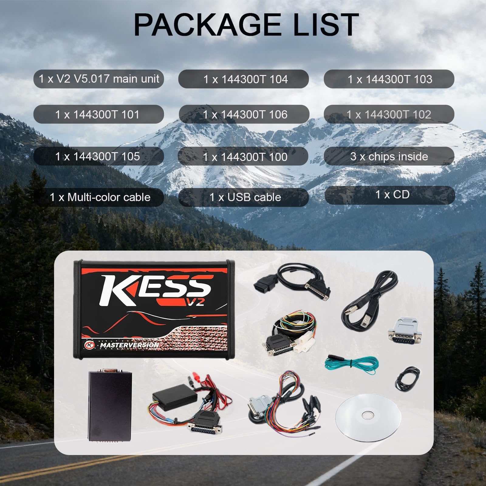 Kess V2, Outil de Diagnostic Automobile V5.017, ECU OBD2 Outil de Programmation Aucune limitation jetons, Compatible avec Toutes Les Marques et protocoles Importants