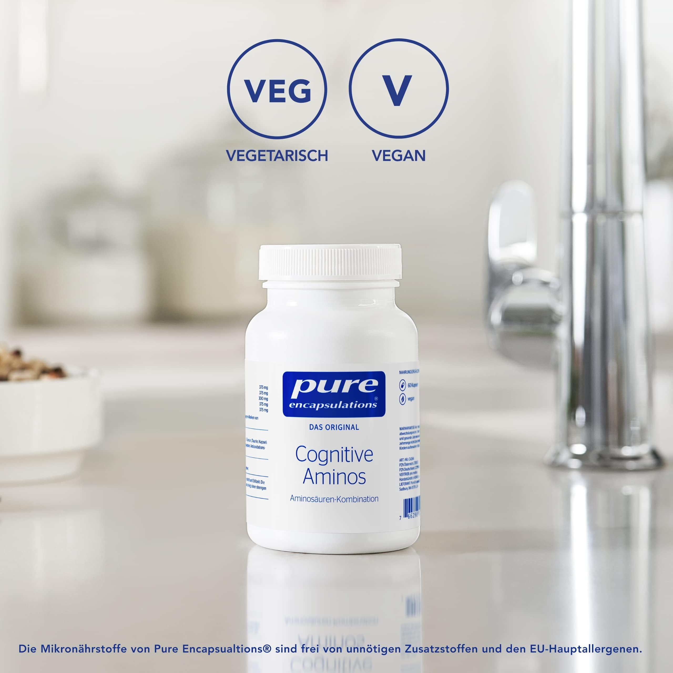 Pure Encapsulations - Cognitive Aminos - Aminosäuren - Mit Phenylalanin, Carnitin, Taurin, Tyrosin und Tryptophan - 60 Kapseln