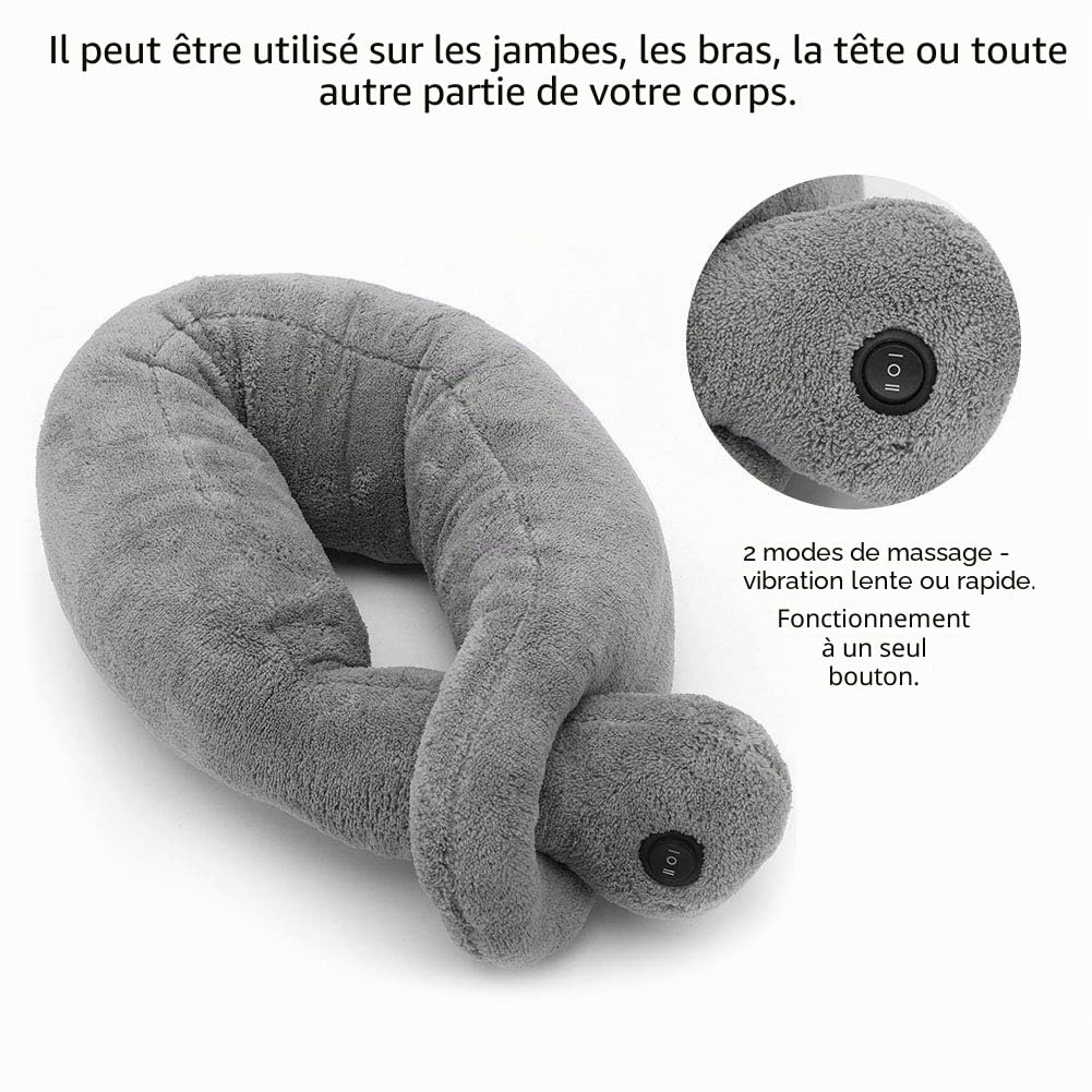 Oreillers de Massage Vibrants, Coussin de Thérapie du Cou Doux pour Soulager la Douleur, Détendre Les Muscles, Soulager Le Stress