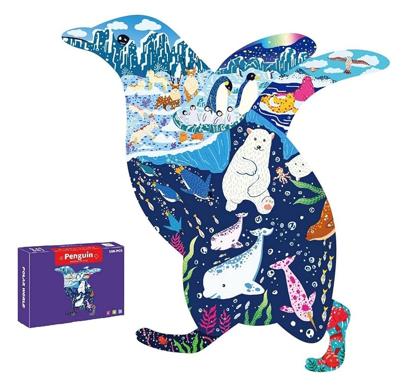 Kids Unique Animal Jigsaw Puzzles, Educational Learning Toy for Boys Girls