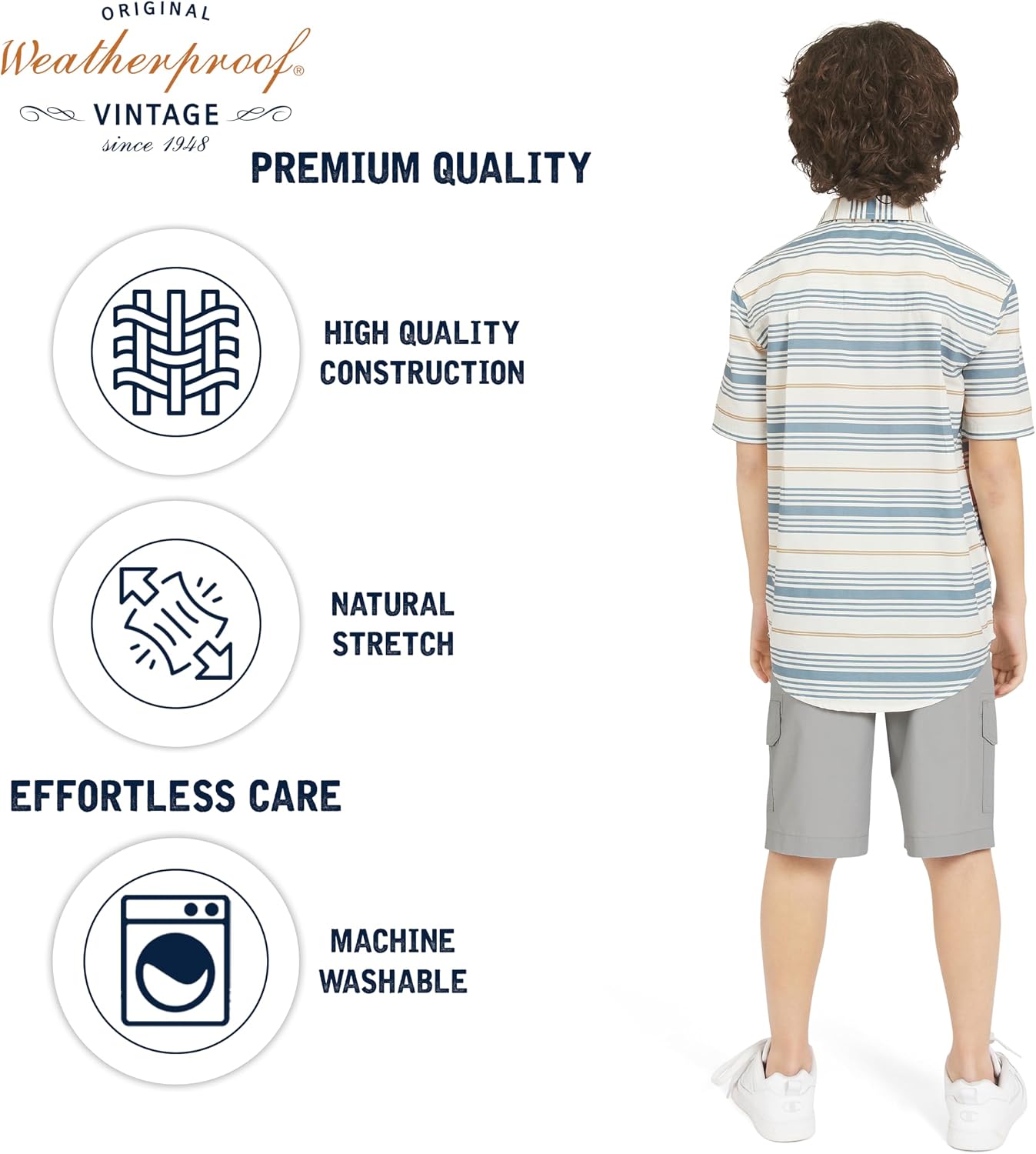 Weatherproof Vintage Boys Short Sleeve Printed Button Down Shirt for Kids