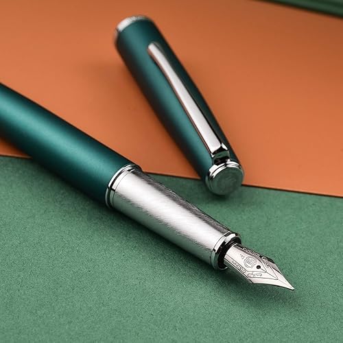 Miniatura 3 de Hongdian 920 - Pluma estilográfica de punta extrafina, color verde elegante con clip plateado