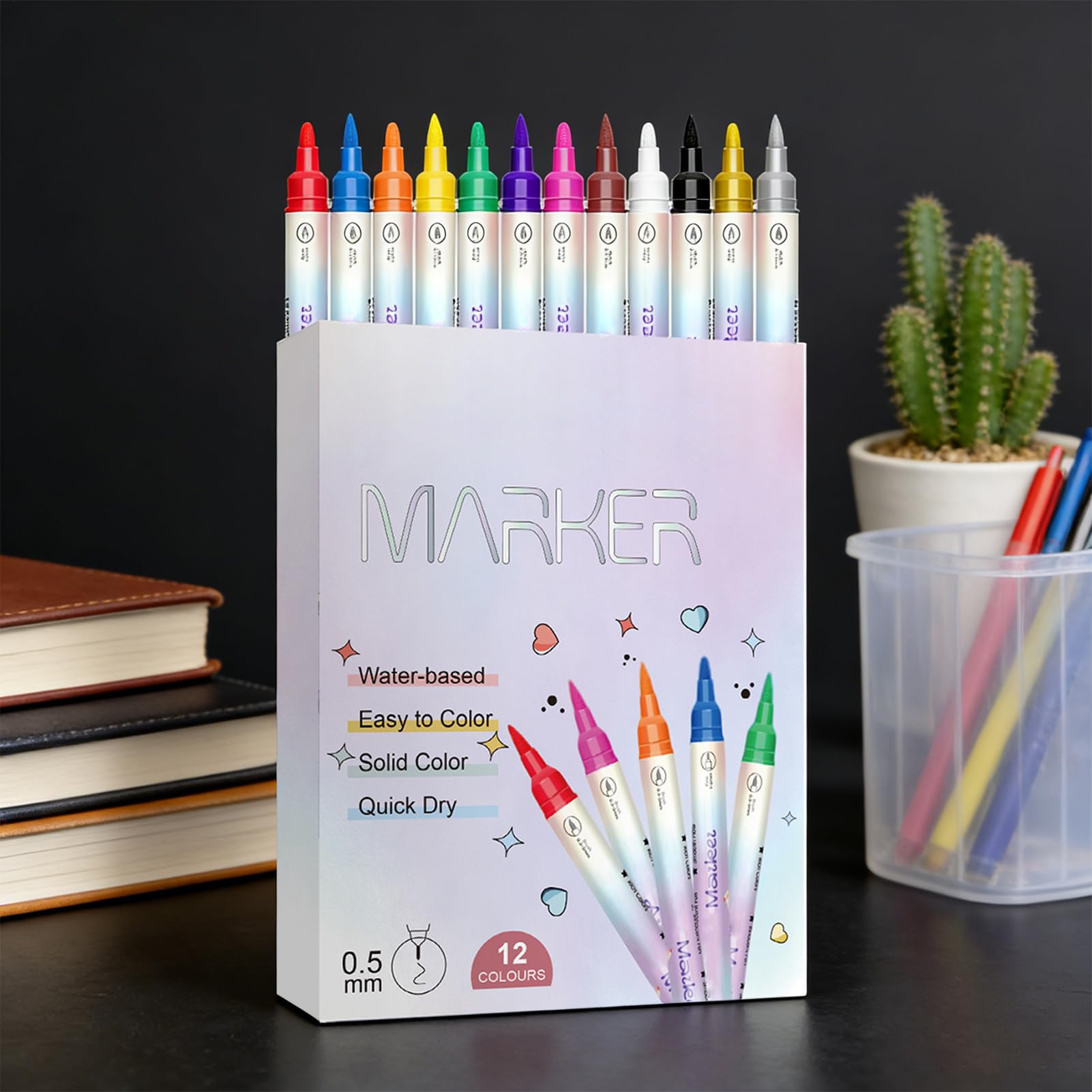 Penna Smalto per Unghie,Set 12 Colori ad Acqua - Pennarelli Smalto A Doppia Punta Per Bambini - Per Donne E Ragazze Gel Manicure Puntinatura Disegno E Pittura