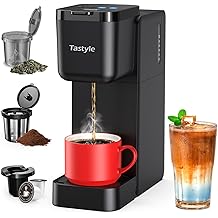 Single Serve Coffee Maker for K Cup, Ground and Tea Leaves, Hot and Iced Coffee Machines with Bold Setting, 6 to 16 Oz Brew Sizes, Compact for Small Spaces, Black (2.0 Version)