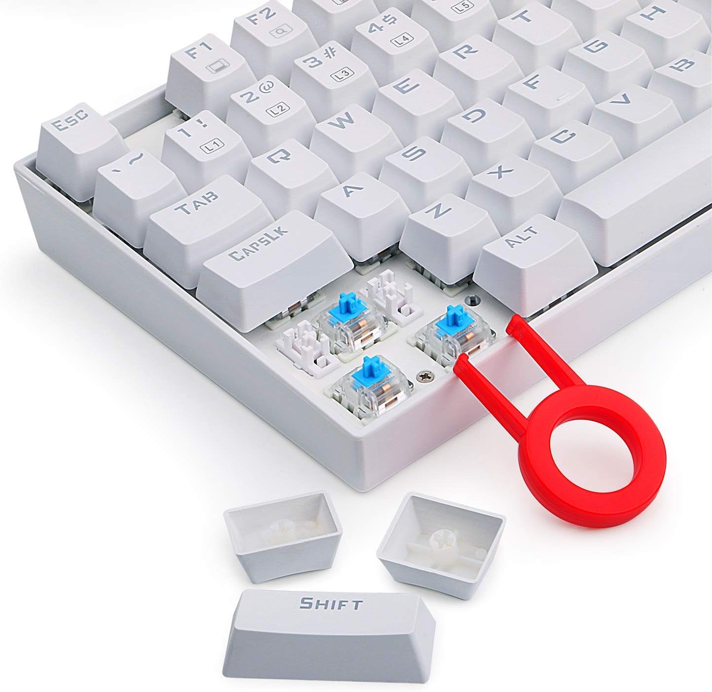Redragon K552 Mechanical Gaming Keyboard, RGB Rainbow Backlit, 87 Keys, Tenkeyless, Compact Steel Construction with Blue Switches for Windows PC Gamer (White)